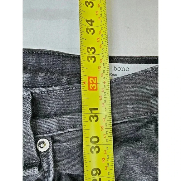 Rag & Bone Size 25X24 Women Black Ankle Skinny Embroidered Pocket Logo Jeans USA - Picture 12 of 13